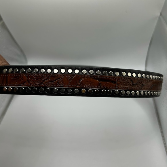 Terry Stack Italian Leather Brown/Black with Silver Tone Studs - Picture 4 of 6